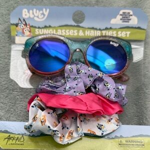 Kids Sunglasses & Hair Ties Set - Blue and Pink , Purple and White